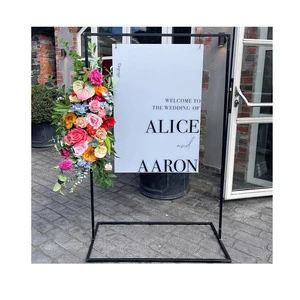 Wedding Entrance Metal Stainless Gold Shinny Stand & Custom Welcome Acrylic Wedding Sign