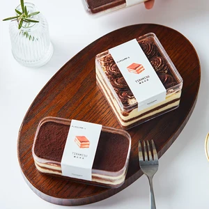Wholesale Transparent Tiramisu Dessert Box Square Clear PS Plastic Cake Packaging Container Pastry Packaging Box With Lid