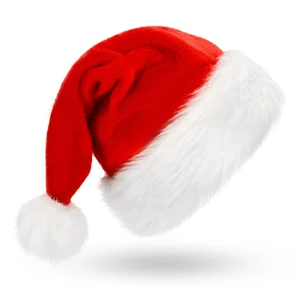 Thick Soft Velvet 100% Polyester Santa Claus Hat 58-60CM Head Circumference for Christmas New Year Party Holiday Headwear