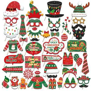 Cross-border Christmas Tree Party New Year Party Ugly Sweater Theme 45-piece Set DIY Masks
