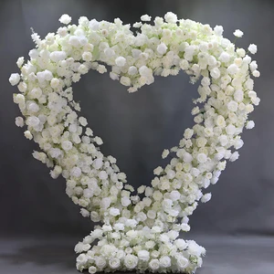 Customized Flowers Heart Shaped Iron Flower Arch with White Roses for Weddings and Parties
