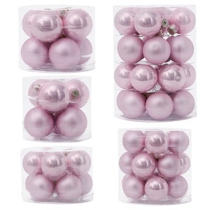 Wholesale 7Cm Pink Glass Christmas Ball Ornaments Shiny Matte Mixed Finish Luxury Baubles Gift Set For Xmas Tree Holiday Decor
