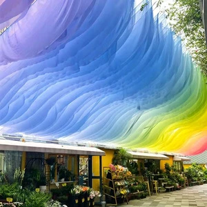Wedding Colorful Ceiling Drapes Sheer Arch Draping Fabric Chiffon Curtain Decoration Wedding Ceiling Decoration