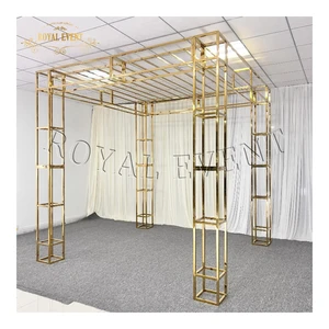 Fancy Wedding Stage Decor Metal Backdrop Big Stainless Steel Gold Wedding Backdrop Arch For Parties