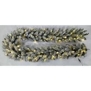 9'*14'' PRELIT PVC TIPS GARLAND W/FLOCKING