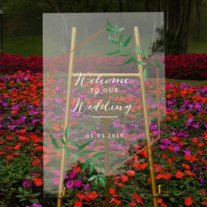 Wedding Suppliers Customize Clear White Acrylic Wedding Welcome Sign Stand With Frame Party Balloon Decoration Welcome Door Sign
