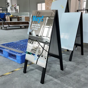 Custom Mirror A Frame Street Sign Double Sided Advertising Board Outdoor Floor Stand A-Frame Sidewalk Sign For Shop
