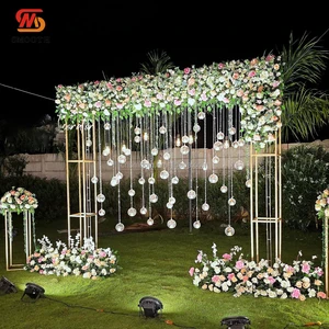 SMS Gold Metal Arch Stand Outdoor Square Shape Hanging Clear Ball Wedding Led Entrance Arch Event Backdrop for Wedding Props