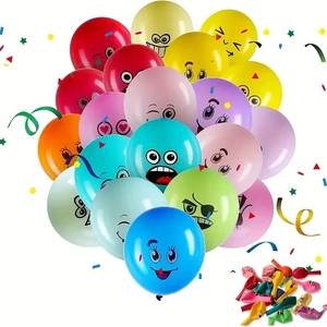 50pcs Colorful Latex Happy Face Colorful Balloons, Kids Party Balloons for Shower Wedding Decoration Halloween Christmas Gift