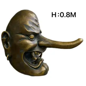 Custom Large Bronze Long Nose Monster Mask Sculpture Casting Outdoor Garden Art Decor