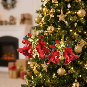 China Christmas Decors Factory Price Plastic Red Bell Hanging Pendants For Christmas Tree Ornaments Wreath Decor Christmas Bells