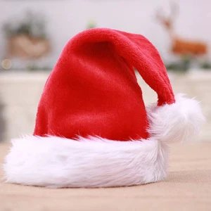 Christmas Hat for Children Adults Hat Thicken Furry Basic Style Santa Claus Hat for Festival Party Christmas Accessories