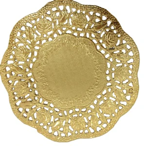 Hot Selling Food Grade Paper Gold Foil Lace Paper Tablecloth Eco-friendly Customized Color Logo Free Sample For Wedding Parties