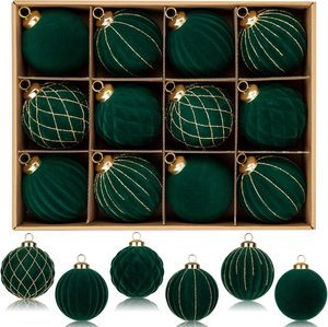 High Quality Flocking Christmas Ball Dark Tree Pendant Decorations Custom Size Flocked Vantage Christmas Tree Ball Sets
