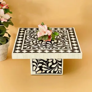 Falak World Export High Quality Eco-Friendly Dishwasher Safe Bone Inlay Square Cake Kitchen Restaurant Bakery Stand FWE-001