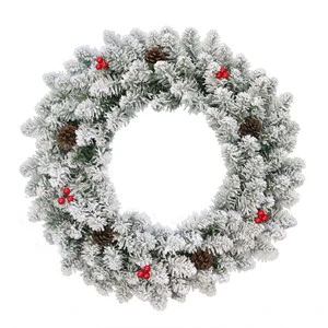 2FT 60cm New Style Flocked Snowy PVC Artificial Christmas Wreath