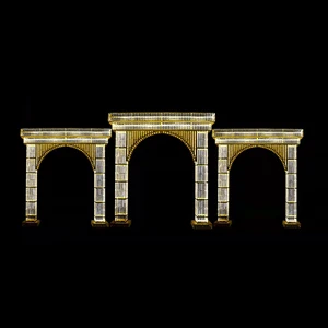 New Design Matte Gold and Polished Silver Color Plastic Acrylic Crystal Wedding Backdrop Arch Set for Wedding Stage Decoration