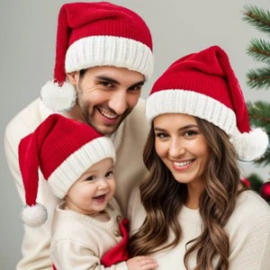 Hot Winter Red Christmas Hat Classic Knitted Parent-Child Santa Claus Hat Party Hat