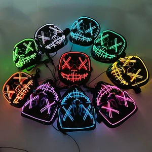 High Quality V-Shaped LED Joker Mask El Horror PVC Plastic Eco-Friendly Cold Light for Halloween Funny Masquerade Parties