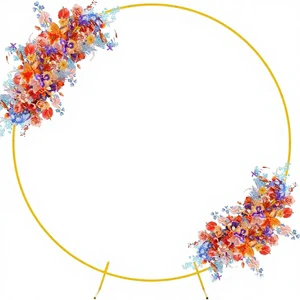 Wrought Iron Circular Wedding Arch Backdrop Stand Golden for Birthday Parties Bride Decorations