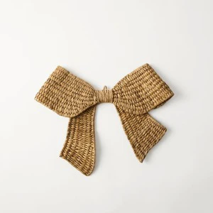 Handmade Water Hyacinth Christmas Bow Woven Natural Fiber Xmas Tree Decoration Holiday Ornament Made In Vietnam