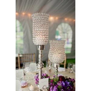 Classic Design Wedding Lights Decoration Crystal Hurricanes Silver Centerpiece in Ceremony Event Party Decoration