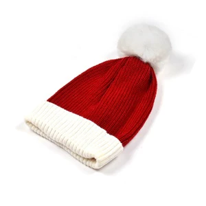 Merry Christmas Plush Red Custom Color Character Winter Knitted 100% Acrylic Party Cap for Adults Spring Autumn