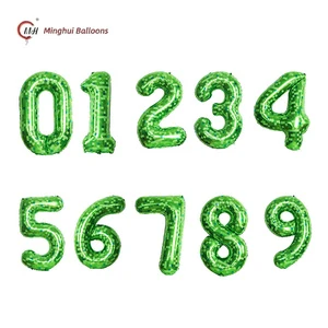 40 Inch Green Pixel Plaid Number Foil Balloons 0 9 Full Set Minecraft Game Style Large Digit Mylar Helium Balloon Kids Video