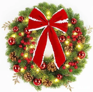Wholesale Artificial Christmas Flower Wreaths Garlands for Front Door Outdoor Indoor Xmas Decorations Decorative Props