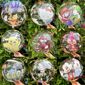 Factory Wholesale Thick New 24 Inch Wave Latex Balloons Floating Cartoon Bobo Design Birthday Party Decoration 5 Color Silk