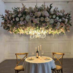 Realistic Wedding Stage Hanging Ceiling Decor Silk Artificial Flower Background Design with Customizable Luxury Arrangement