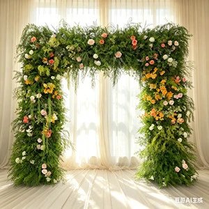 Wholesale Square Shaped Floral Arch Backdrop green Rose Wedding Decoration for Valentine's Day