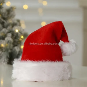 Xiaotu Factory Direct Traditional Red Santa Claus Plush Christmas Hat Custom Logo Party Decoration Supplies