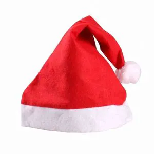 Cheaper Custom Non Woven Santa Hat Polyester Xmas Cap Felt Christmas Hat for Party Christmas Decoration