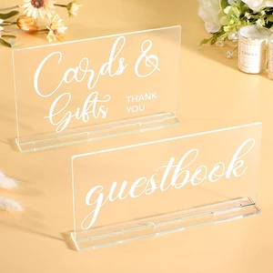 Acrylic Wedding Reception Sign Guest Book Sign Cards and Gifts Wedding Sign with Stand Rustic Farmhouse Hanging