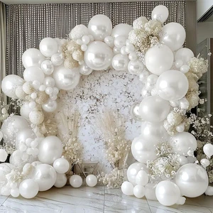 Romantic Wedding Decoration Foil Balloons Arch Kit White Color Theme Activity Birthday Celebration Parties Ballon Outdoor Indoor