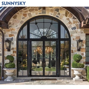 Sunnysky Rustic Arch Double Wrought Iron Entrance Front Steel China Manufacturer For House Main Entry Exterior Decorative