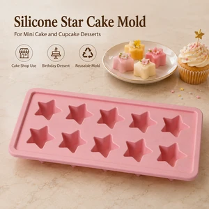 Food Grade Silicone Star Cake Mold Heat Resistant Dishwasher Safe Oven Safe For Mini Cakes Cupcakes Birthday Desserts Cake Shops
