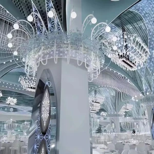 2023 Iron Crystal Column Ceiling for Auditorium Wedding Banquet Hall Hotel Chandelier Pendant Lights Decoration Wedding Props
