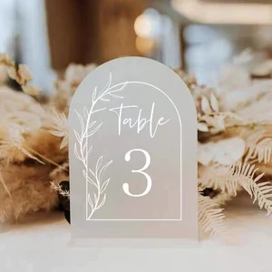White Arch Wedding Table Sign with Gold Foil Printed Acrylic Signs and Holders Display Racks for Party Decoration