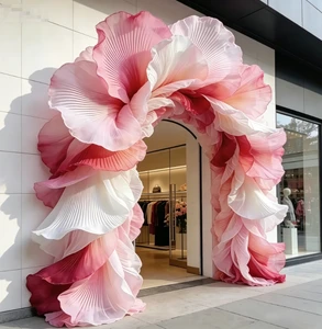Pink Wedding Decoration Giant Floral Art Real Silk Organza Scene Large Background Window Display Props