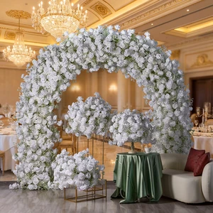 High Quality Baby Breath Rose Flower Arch Artificial Flower Ball Wedding Arch 240*240cm for Event Outdoor Decor