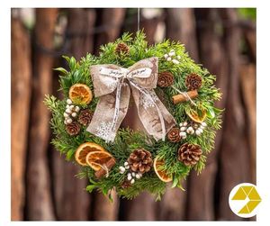 Artificial Christmas Wreath Rattan Garland Door Hanging Decoration for Home Office Party Holiday Season and Winter Celebration