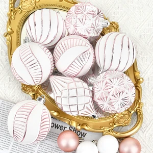 White Plastic Plastered Christmas Ornaments Ball Pendant for Tree Scene Decoration Hanging Christmas Holiday Supplies