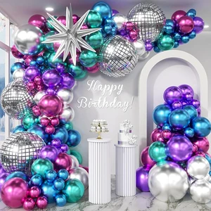 Disco Shiny Balloons Garland Arch Kit Chrome Latex Birthday Arch Balloons Decorations Party Supplies