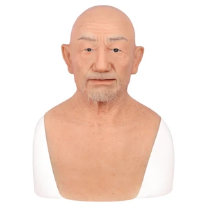 Mask Old Man Realistic Full Head Cover Male Face Mask High Quality Silicone Facemask Cosplayer Head Masks Party