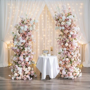 Hot Sale Custom Artificial Flower Arch Decoration Low Price Wholesale Pink Flower Arch for Weddings and Events