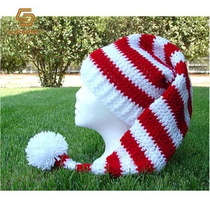Crochet Elf Hat Christmas Elf Hat Red Striped Color Elf Hat