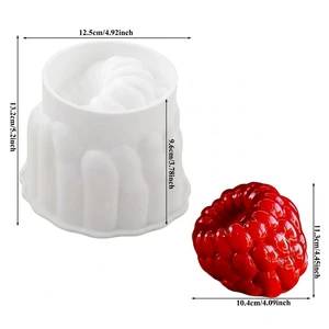 Large Raspberry Strawberry Fruit Mousse Cake Mold 3d Silicone Mold For Ice Cream Fruit Ice Cream Ice Cream Silicone Mold