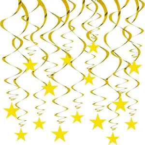 30pcs Star Hanging Foil Swirls Hanging Party Supplies Star Hanging Swirl Decorations for Graduation Wedding Baby Shower Decor